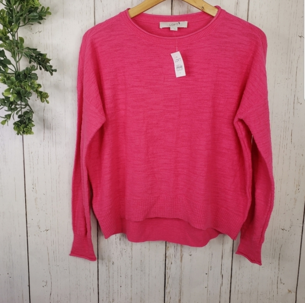 Hot Pink LOFT knit sweater NWT